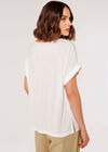 Rolled Sleeves Simple T-Shirt, Cream, large