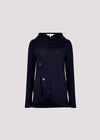 Waffle Knit Button Wrap Top, Navy, large