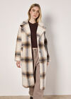 Soft Oversized Check Coat, Cream, large
