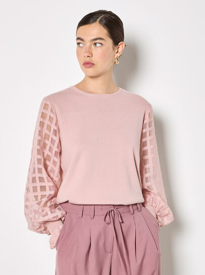 Contrast Organza Sleeves Jumper