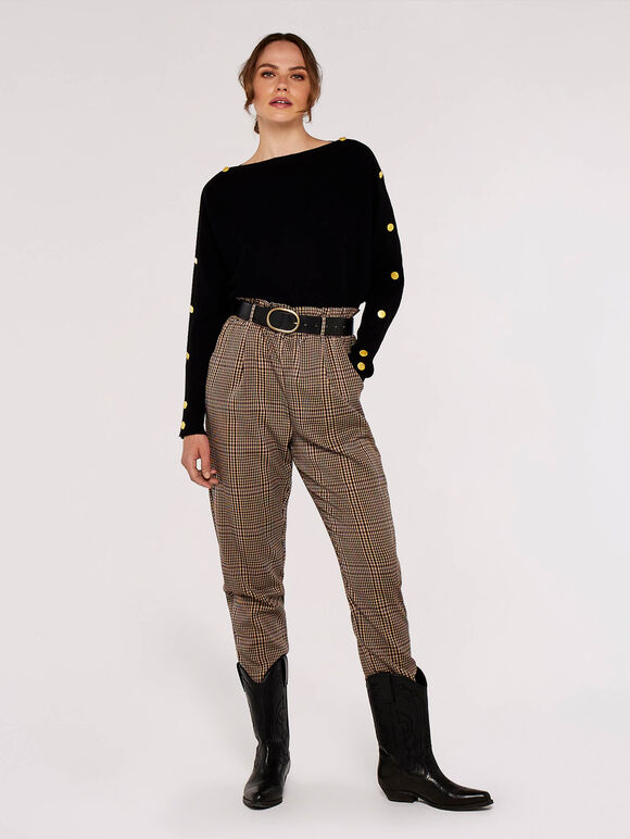  Button Detail Jumper, Black, large