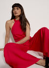 Halter Neck Wide-Leg Jumpsuit, Red, large