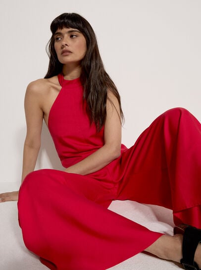 Halter Neck Wide-Leg Jumpsuit