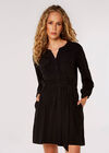 Utility Shirt Mini Dress , Black, large
