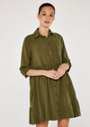 Tiered Shirt Dress, Green, large