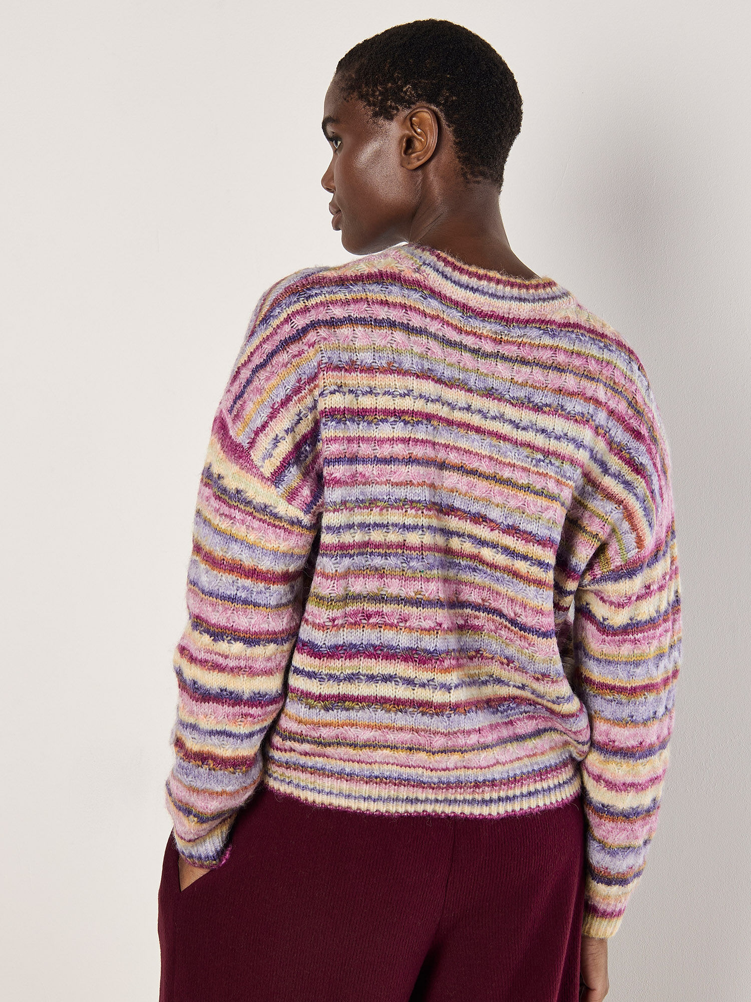 Pink striped sweater store