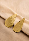 Gold Tone Textured Teardrop Earrings, Gold, large