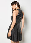 Sequin Embellished Halterneck Mini Dress, Black, large
