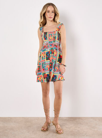 Postcard Floral Print Mini Dress