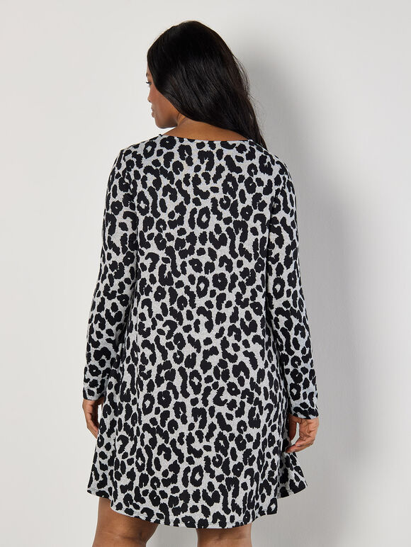 Curve Soft Touch Cheetah Mini Dress, Grey, large