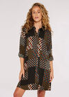 Patchwork Shirt Mini Dress, Rust, large