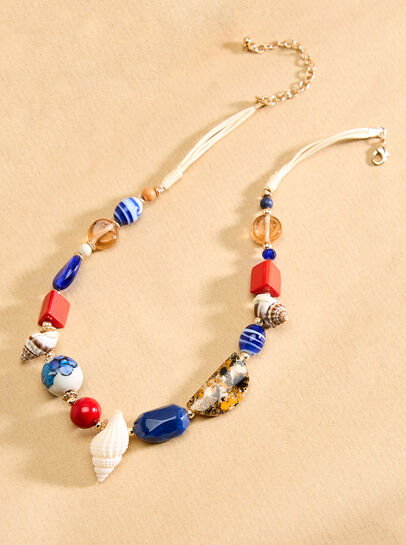 Beaded Leaf Cord Necklace