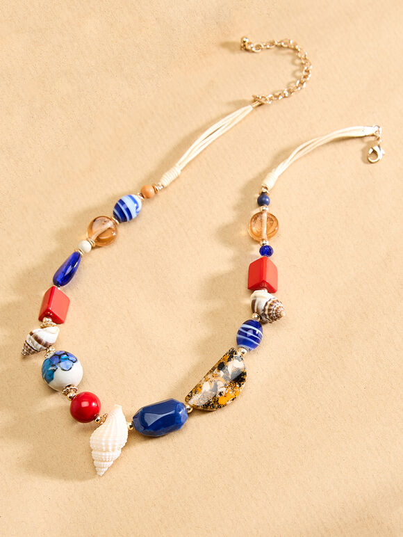 Beaded Leaf Cord Necklace, Assorted, large