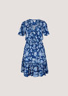 Sarasa Floral Wrap Mini Dress, Blue, large