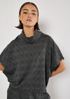 Check Print Batwing Top, Grey, large