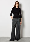 Zip Through Ribbed Knit Cardigan, Black, large