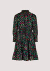 Gold Foil Ornate Floral Mini Dress, Black, large