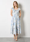 Floral Smocked Midi Dress, Cream, large