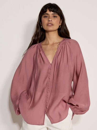 Lightweight Balloon Sleeve Blouse