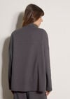 Waffle Jersey Knit Oversized Top, Dark Grey/Charcoal, large