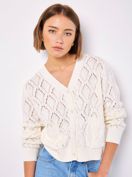 Pointelle Knitted Cardigan