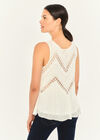Zigzag Crochet Shimmer Slub Top, Cream, large