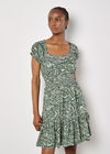 Paisley Milkmaid Mini Dress, Green, large