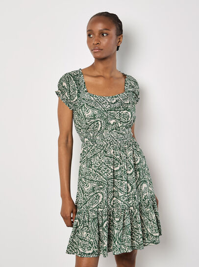 Paisley Milkmaid Mini Dress