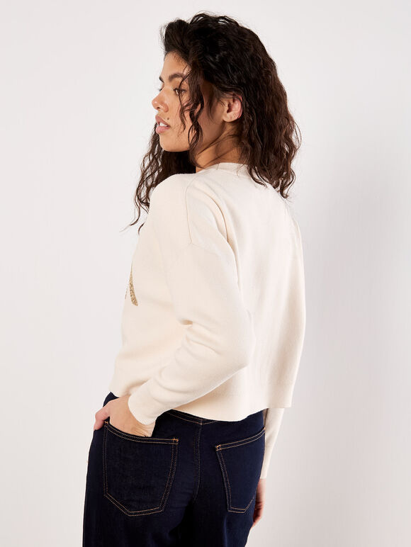 Rock Cropped Jumper, Cream, large