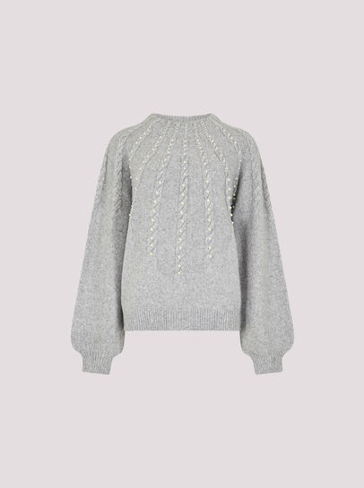 Pearl Embellished Cable Knit Jumper