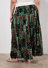Floral Patchwork Crinkle Wide-Leg Trousers, Green, large