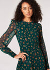 Ditsy Floral Chiffon Mini Dress, Green, large