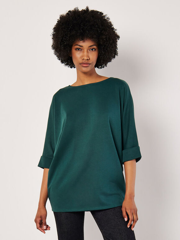 Jersey Knit Batwing Top, Green, large