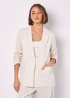 Pinstripe Linen Blend Blazer, Stone, large