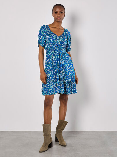 Sarasa Floral Bardot Mini Dress
