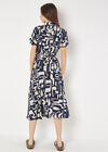 Geo Grecian Shirt Midi Dress, Navy, large
