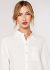 Oversized Shirt Dress, White, large