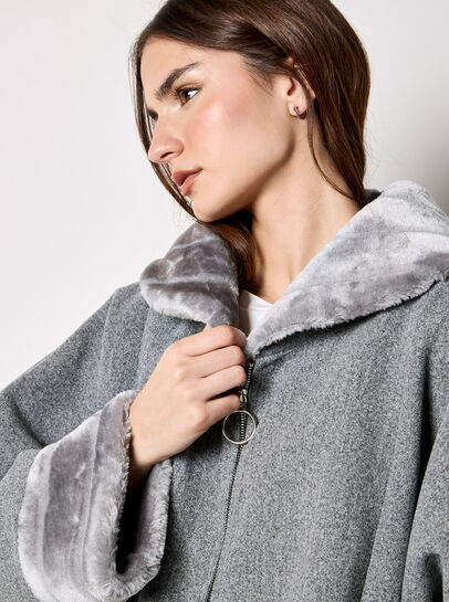 Faux Fur Zip Fleece Jacket