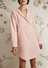 Embroidered Stripe Shirt Dress, Pink, large