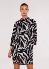 Zebra Print Cocoon Mini Dress, Grey, large