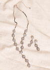 Diamonte Necklace & Earrings, Grey, large