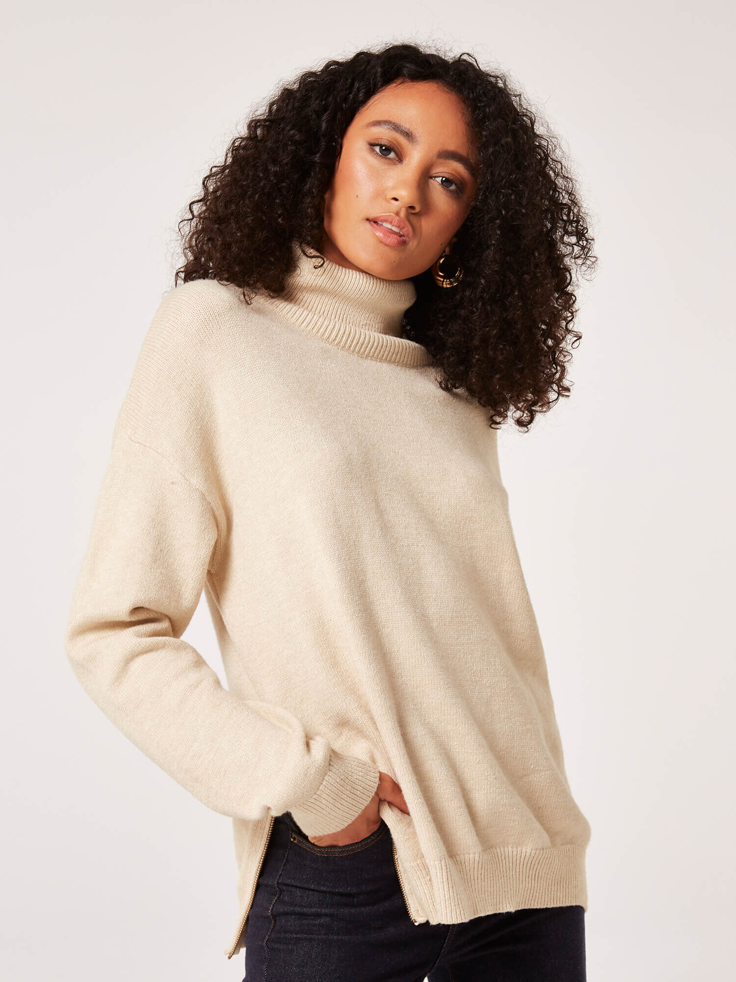 Sweater with side best sale zippers