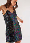 Sequin Cami Mini Dress, Black, large