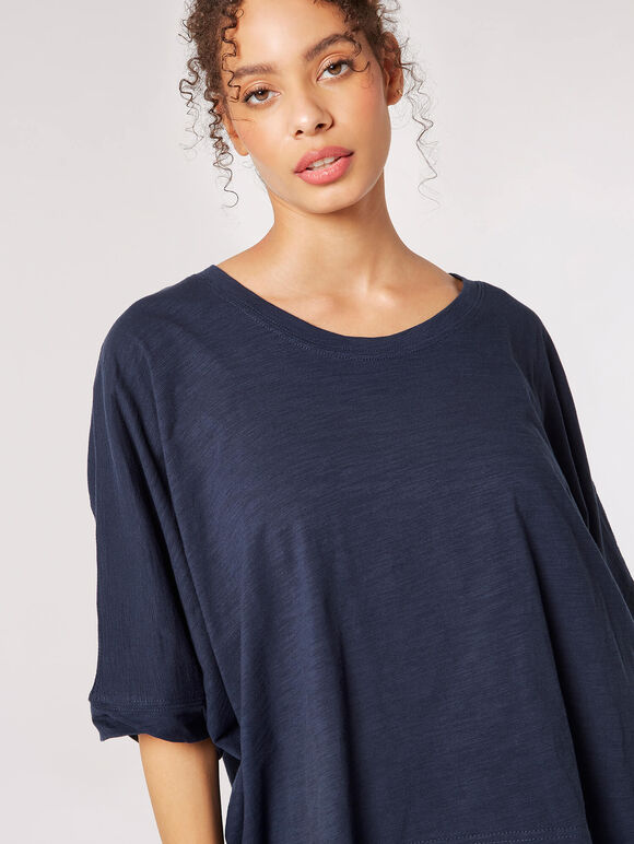 Cotton Jersey Waterfall T-Shirt, Navy, large