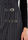 Herringbone 2 Buckle Wrap Dress, Black, large