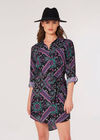 Scarf Print Shirt Mini Dress, Purple, large