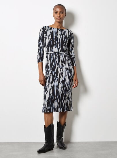 Brushstroke Knitted Midi Dress