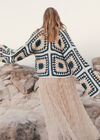 Hand-Knit Crochet Squares Cardigan, Cream, large
