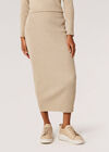 Ribbed Knit Midaxi Skirt, Stone, large
