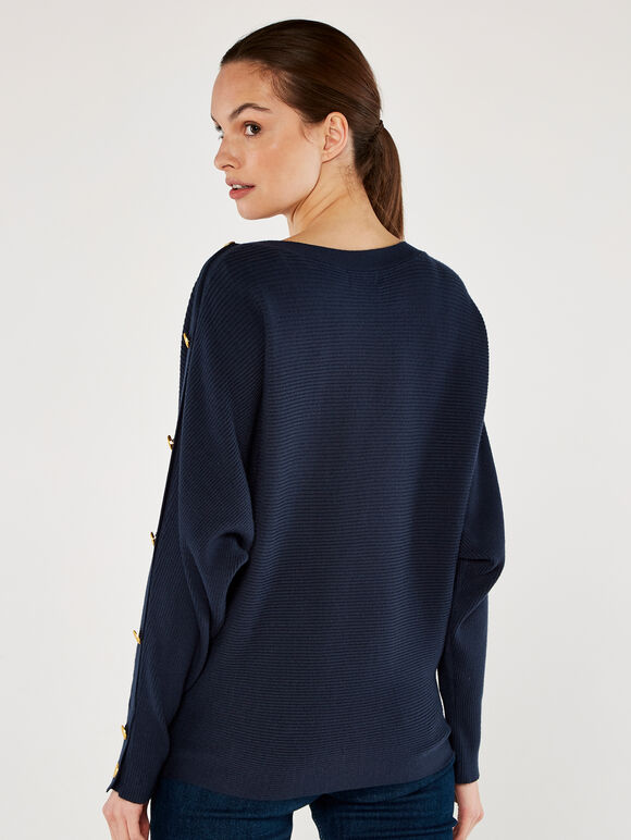  Button Detail Jumper, Navy, large
